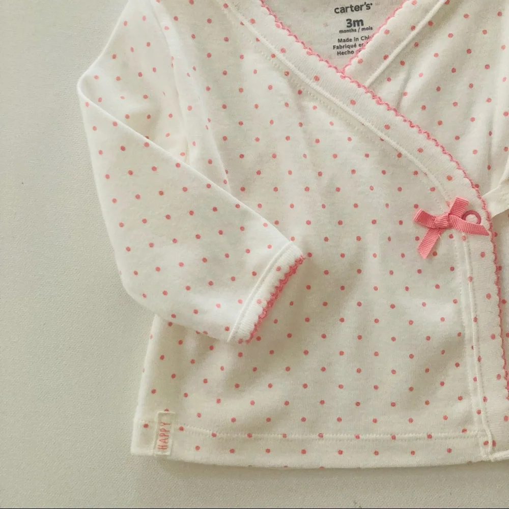 Carter’s Baby Girl 3 Months Pink Outfit Top Footed Pants Hat Set